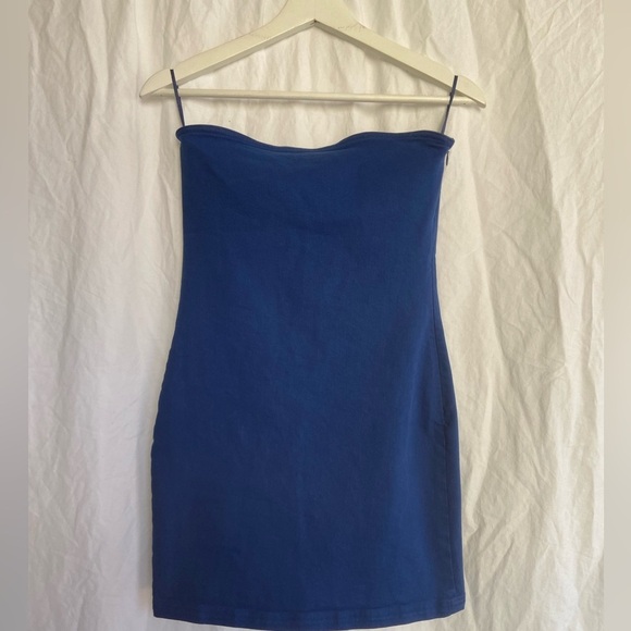 Zara Strapless Mini Bodycon Denim Dress Size Small NEW - Picture 3 of 13